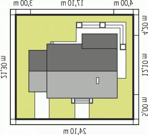 Usytuowanie budynku Kornel II (z wiatą) ENERGO w wersji lustrzanej