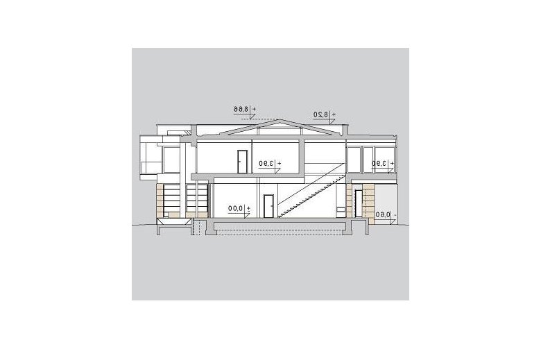 Projekt domu szkieletowego LK&1099 - przekrój 1