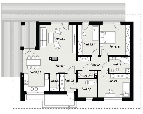 Rzut projektu Endo - wersja lustrzana