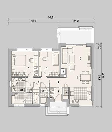 Rzut projektu LK&1177 - wersja lustrzana