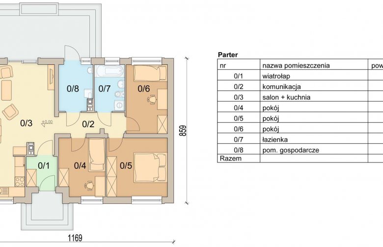 Projekt domu parterowego Sezam - 
