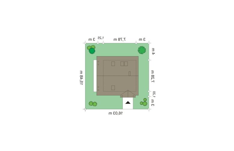 Projekt domu parterowego Milutki (458) - Usytuowanie - wersja lustrzana