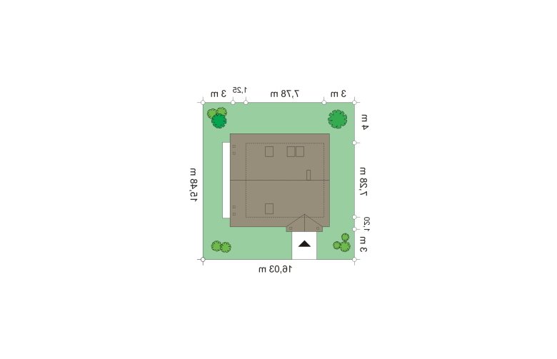 Projekt domu parterowego Milutki (458) - Usytuowanie - wersja lustrzana