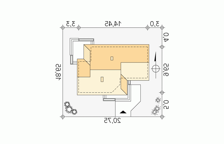 Projekt domu parterowego Szyper 8 - Usytuowanie - wersja lustrzana