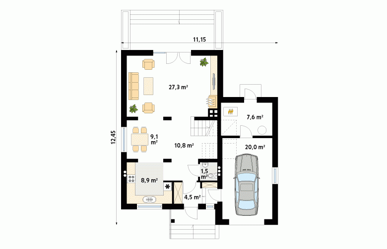 Projekt domu parterowego Piryt 3 - 