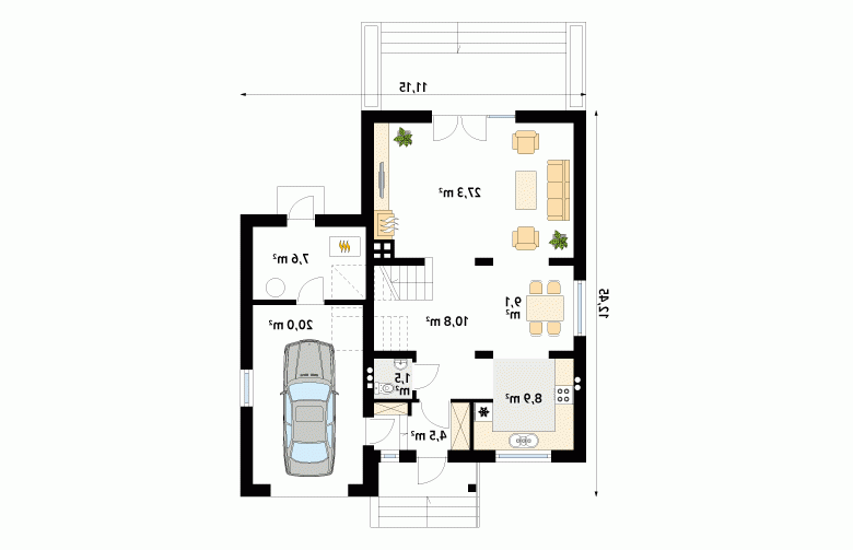 Projekt domu parterowego Piryt 3 - 