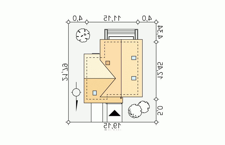 Projekt domu parterowego Piryt 3 - Usytuowanie - wersja lustrzana