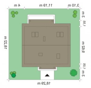 Usytuowanie budynku Żabka 2 (452) w wersji lustrzanej