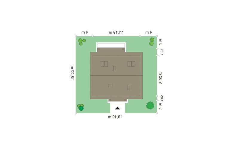 Projekt domu dwurodzinnego Żabka 3 (451) - Usytuowanie - wersja lustrzana