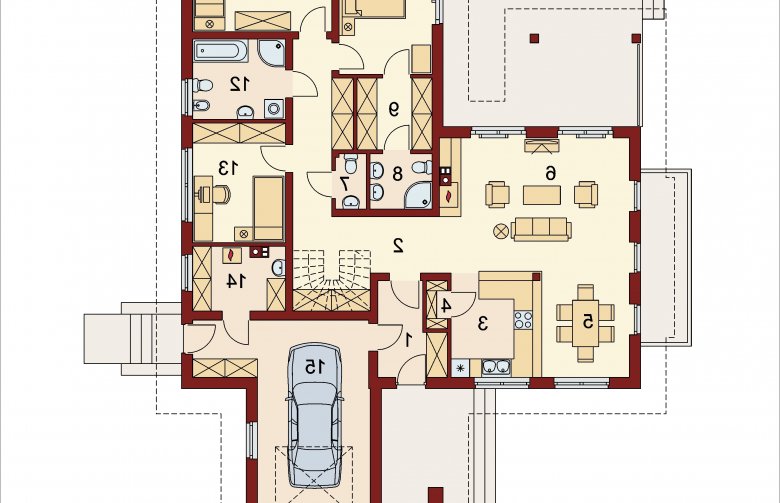 Projekt domu dwurodzinnego Heron - rzut parteru