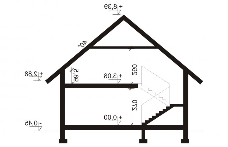 Projekt domu wielorodzinnego Lizyp - przekrój 1