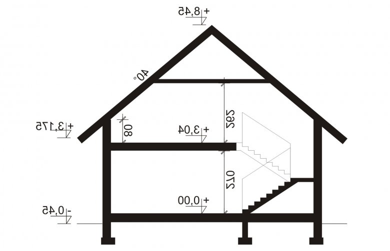 Projekt domu wielorodzinnego Rozeta 3 - przekrój 1