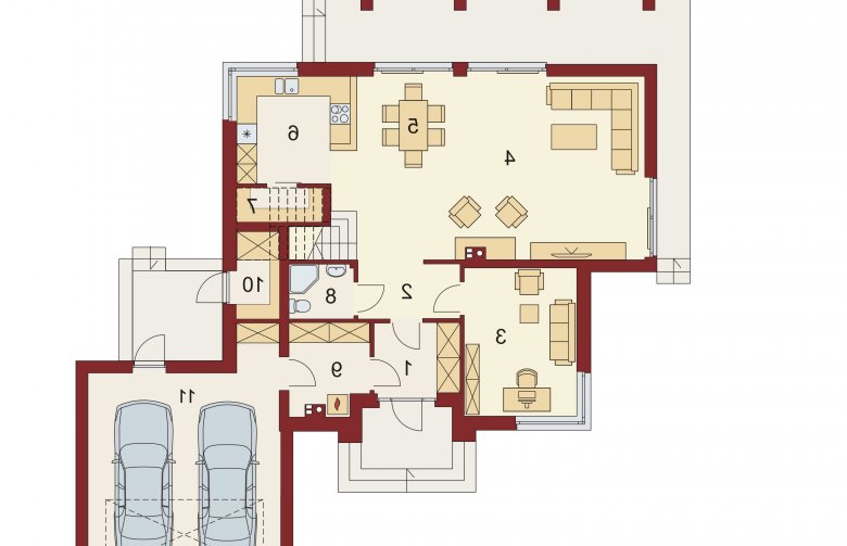 Projekt domu szkieletowego Sima 2 - rzut parteru