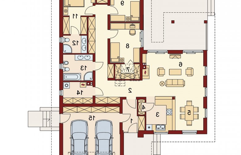 Projekt domu dwurodzinnego Sokrates 2 - rzut parteru