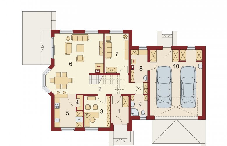 Projekt domu wielorodzinnego Tymon 2N - rzut parteru