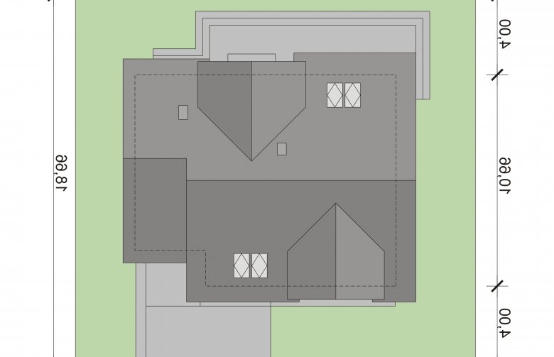 Projekt domu jednorodzinnego Nemezjusz - Usytuowanie - wersja lustrzana