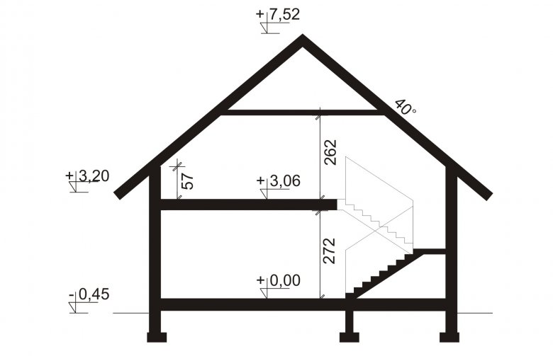 Projekt domu z poddaszem Aspazja 3 - przekrój 1