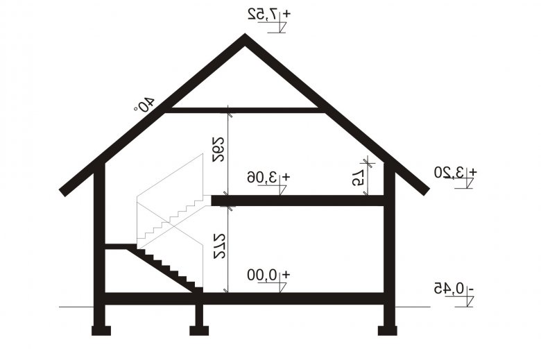 Projekt domu z poddaszem Aspazja 3 - przekrój 1