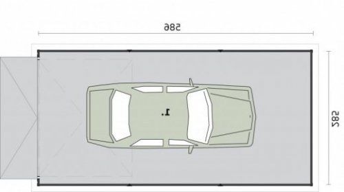 RZUT PRZYZIEMIA GB2 projekt garażu jednostanowiskowego - wersja lustrzana
