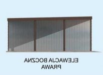 Elewacja projektu GB3 projekt garażu jednostanowiskowego z wiatą - 4 - wersja lustrzana