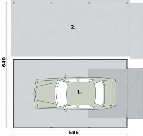 RZUT PRZYZIEMIA GB3 projekt garażu jednostanowiskowego z wiatą