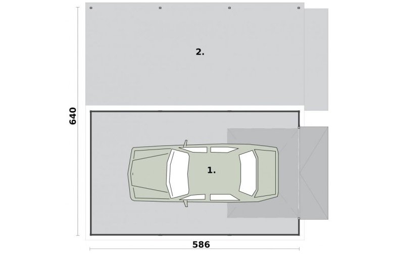 Projekt garażu GB3 projekt garażu jednostanowiskowego z wiatą - rzut przyziemia