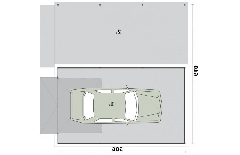 Projekt garażu GB3 projekt garażu jednostanowiskowego z wiatą - rzut przyziemia