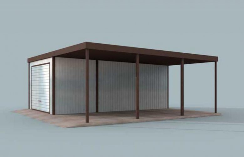 Projekt garażu GB3 projekt garażu jednostanowiskowego z wiatą