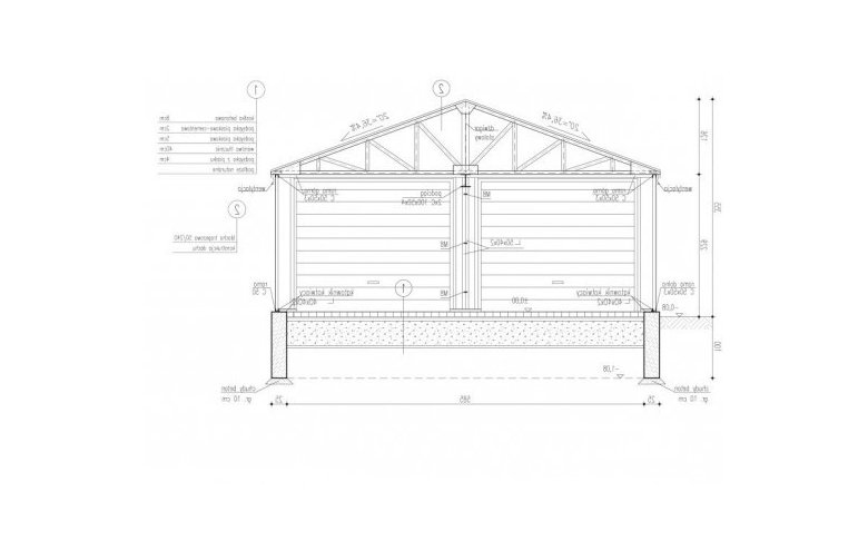 Projekt garażu GB6 projekt garażu dwustanowiskowego - przekrój 1