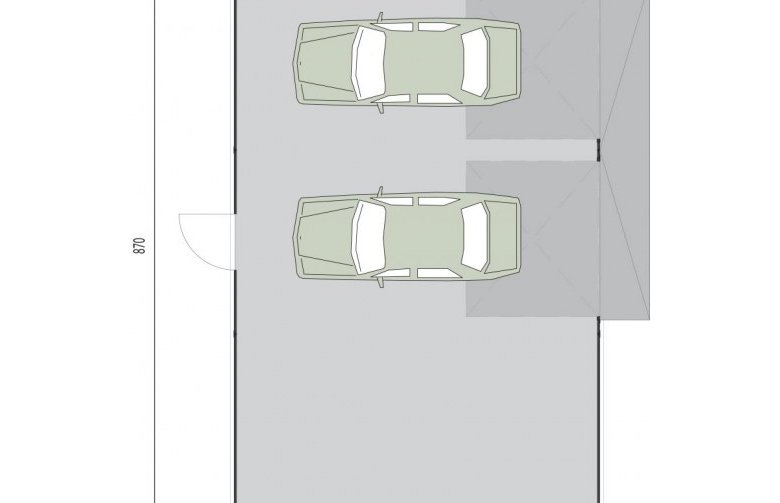 Projekt garażu GB7 projekt garażu blaszanego dwustanowiskowego z pomieszczeniem gospodarczym - rzut przyziemia