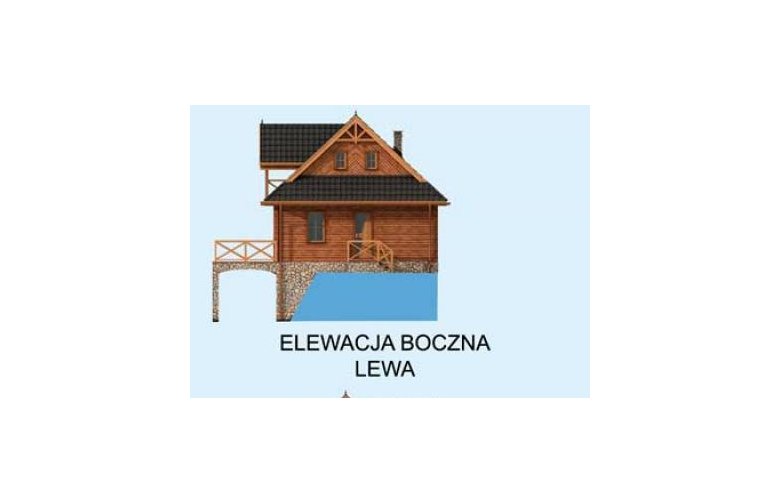 Projekt domu piętrowego ONTARIO z płazów drewnianych - elewacja 2