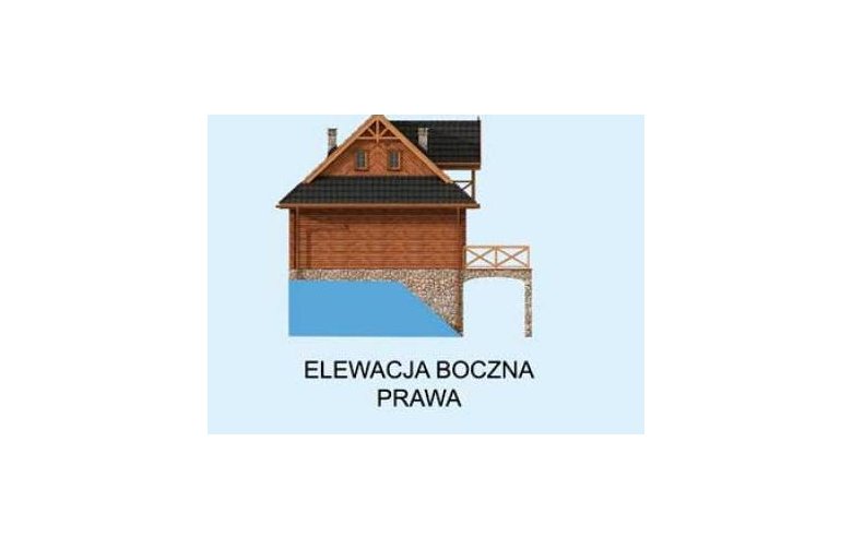 Projekt domu piętrowego ONTARIO z płazów drewnianych - elewacja 4