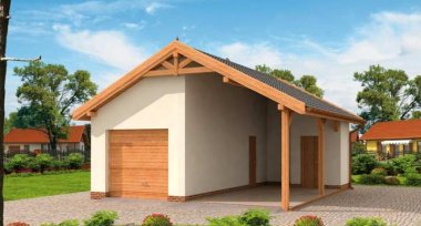 Projekt domu G31m garaż jednostanowiskowy z wiatą i pomieszczeniem gospodarczym