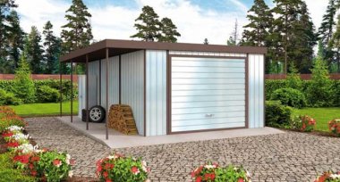 Projekt domu GB10 projekt garażu blaszanego jednostanowiskowego z wiatą