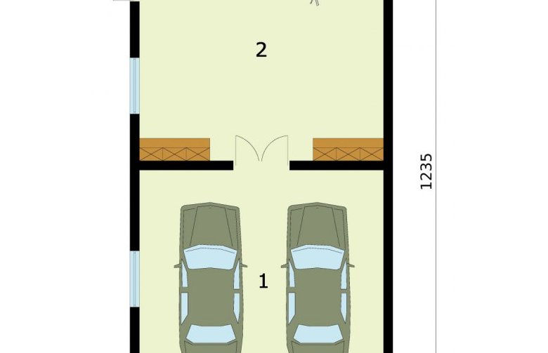 Projekt budynku gospodarczego G272 garaż dwustanowiskowy z pomieszczeniem gospodarczym - rzut przyziemia