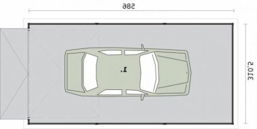 RZUT PRZYZIEMIA GB12 projekt garażu blaszanego jednostanowiskowego - wersja lustrzana