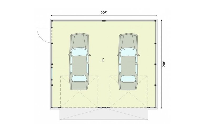 Projekt garażu GB16 projekt garażu blaszanego dwustanowiskowego - rzut przyziemia