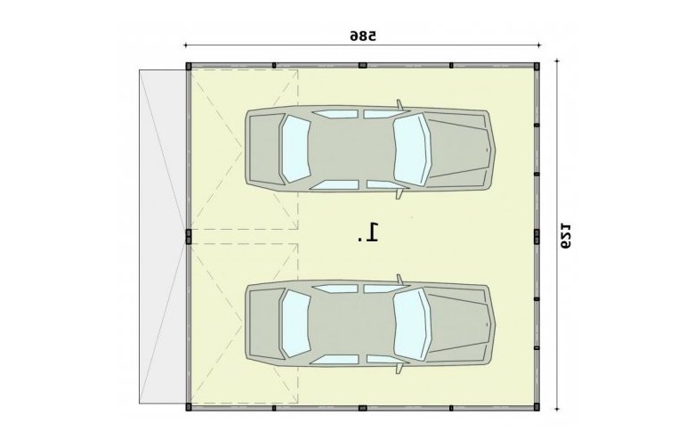 Projekt garażu GB14 projekt garażu blaszanego dwustanowiskowego - rzut przyziemia