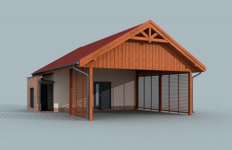 Projekt garażu G280 wiata garażowa z pomieszczeniem gospodarczym