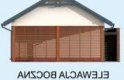 Projekt garażu G281 garaż dwustanowiskowy z pomieszczeniem gospodarczym i wiatą - elewacja 4