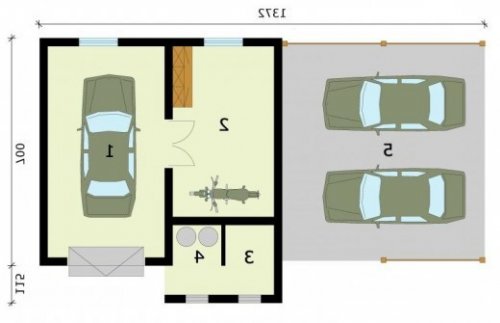 RZUT PRZYZIEMIA G282 garaż z wiatą i pomieszczeniami gospodarczymi - wersja lustrzana