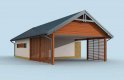 Projekt garażu G282 garaż z wiatą i pomieszczeniami gospodarczymi - wizualizacja 3