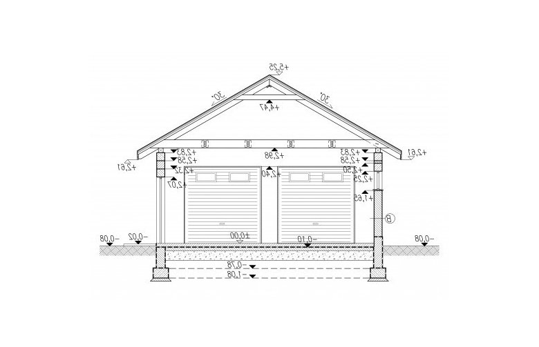 Projekt garażu G286 garaż dwustanowiskowy z werandą - przekrój 1