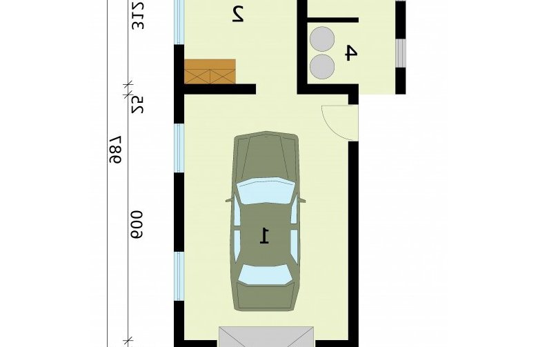 Projekt garażu G291 garaż jednostanowiskowy z pomieszczeniem gospodarczym - rzut przyziemia