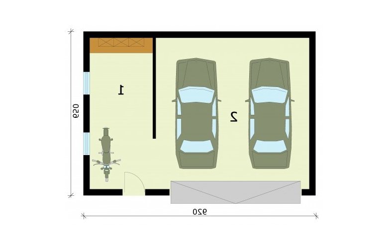 Projekt garażu G294 garaż dwustanowiskowy z pomieszczeniem gospodarczym - rzut przyziemia
