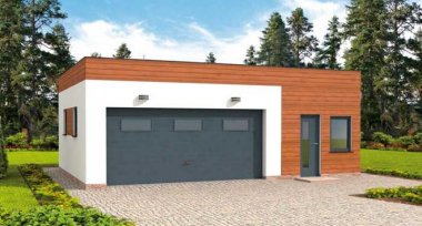Projekt domu G296 garaż dwustanowiskowy z pomieszczeniem gospodarczym