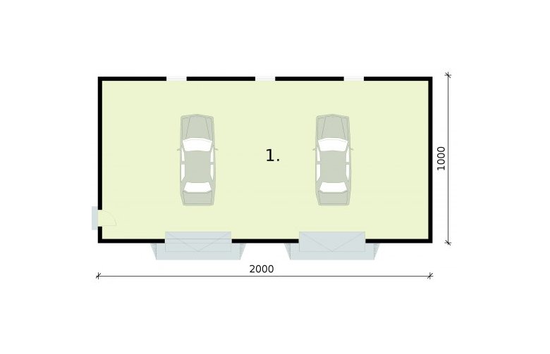 Projekt garażu G303 garaż dwustanowiskowy - rzut przyziemia