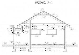 Przekrój projektu G300 Budynek gospodarczy