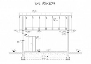 Przekrój projektu G300 Budynek gospodarczy w wersji lustrzanej