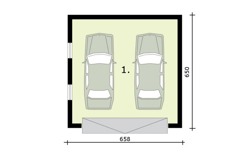 Projekt garażu G309 garaż dwustanowiskowy - rzut przyziemia